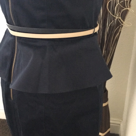 NWOT - XOXO Dark Blue Peplum Waist Career Dress - Picture 7 of 9